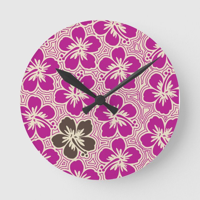 Hökbock på ön Hibiscus Hawaiian Wall Clocks Rund Klocka (Framsida)