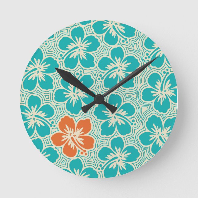 Hökbock på ön Hibiscus Hawaiian Wall Clocks Rund Klocka (Framsida)