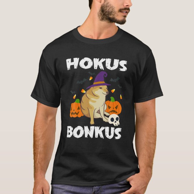 Hokus Bonkus Doge Cheems - Funny Halloween Ironic T Shirt (Framsida)
