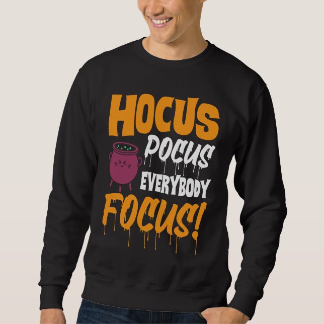 Hokus Pokus Alla Fokuserar   Halloween Lång Ärmad Tröja (Framsida)