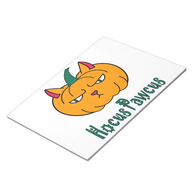 Hokus pokus Halloween-pumpa orange katt magi Anteckningsblock (Vinklad)