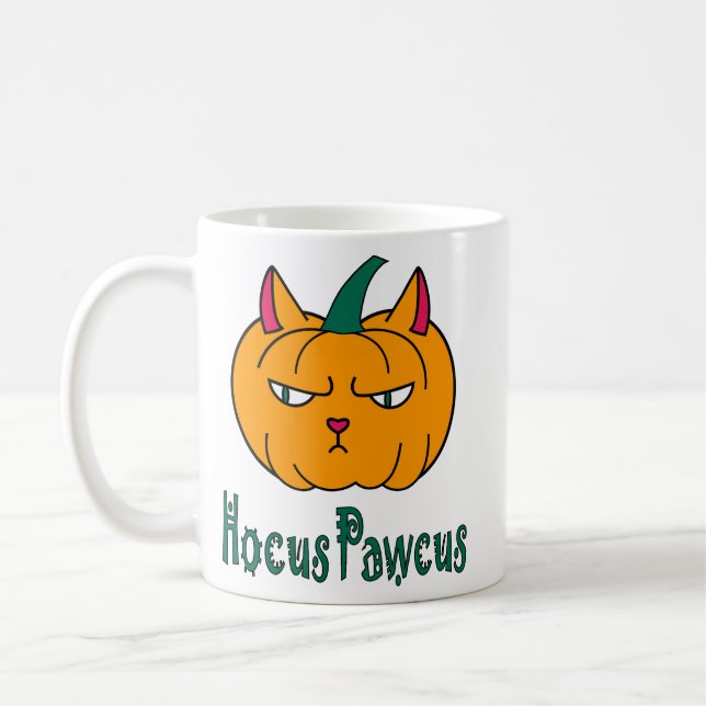 Hokus pokus Halloween-pumpa orange katt magi Kaffemugg (Vänster)