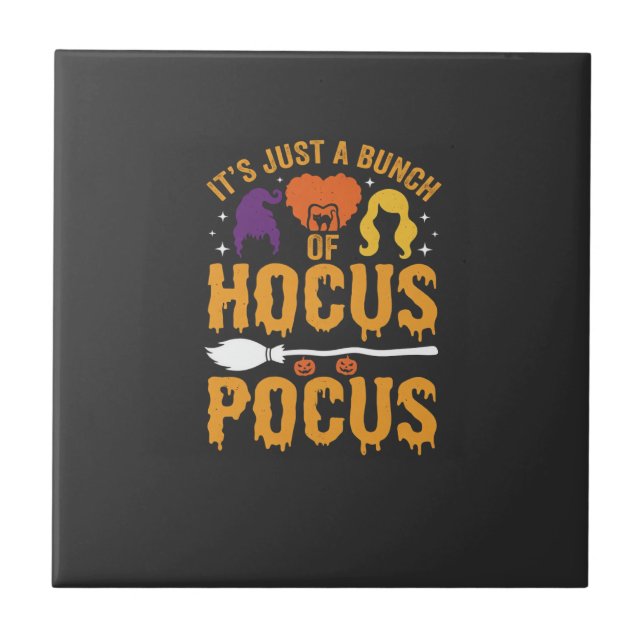 Hokus Pokus Häxa Halloween Vektor Design Kakelplatta (Framsidan)