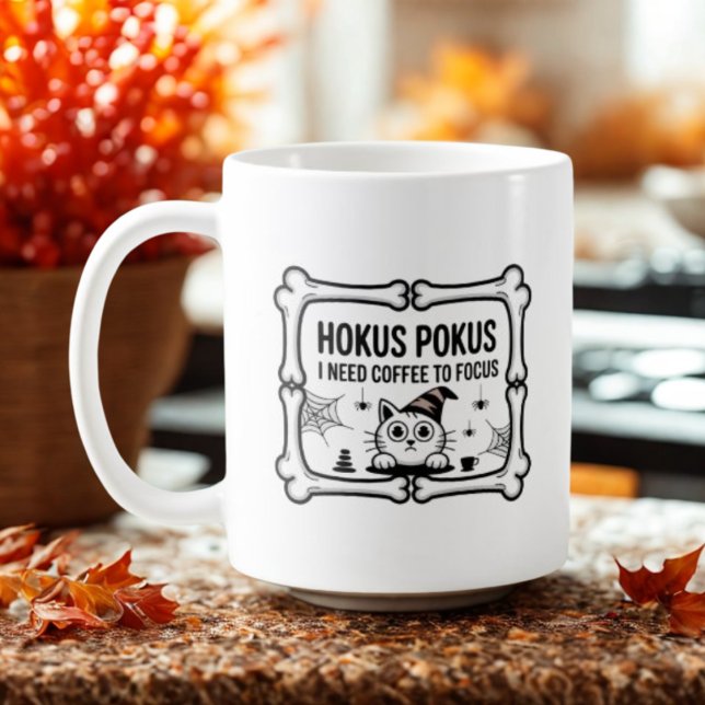 Hokus Pokus Jag behöver kaffe för att fokusera på  Kaffemugg (Skapare uppladdad)