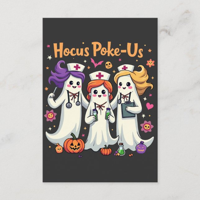 Hokus-Pokus Oss Sjuksköterska Spooky Halloween Spö Tilläggskort (Framsida)