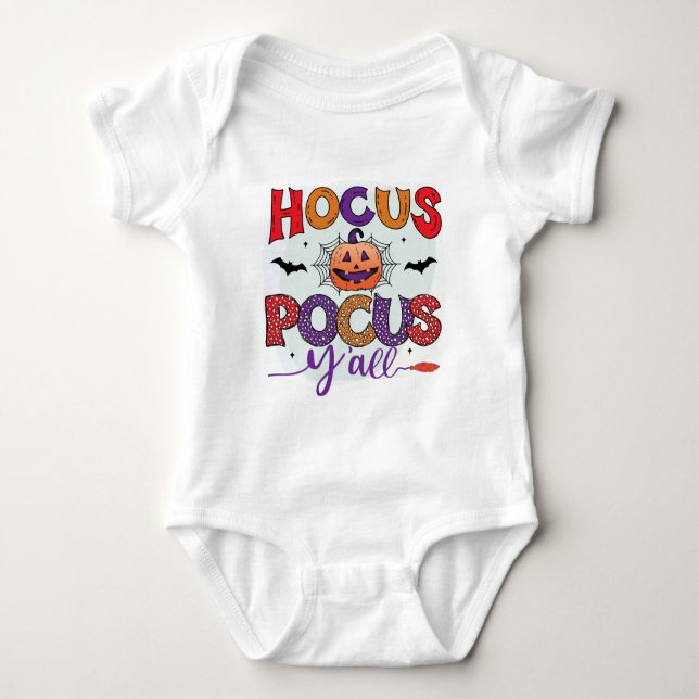 Hokus Pokus Y'All Baby Bodyoverall T Shirt (Framsida)