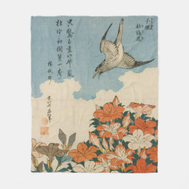 Hokusai - A Cuckoo och Azaleas Fine Art Fleecefilt
