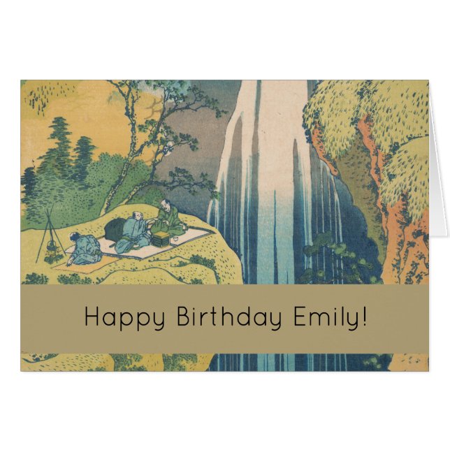 Hokusai Amida Falls Japan Vattenfall  Hälsningskort (Framsidan Horizontal)