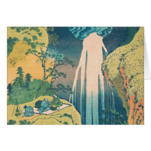 Hokusai Amida Falls Japan Vattenfall Hälsningskort