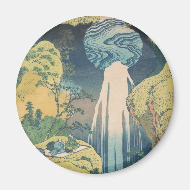 Hokusai Amida Falls Japan Vattenfall  Magnet (Framsidan)