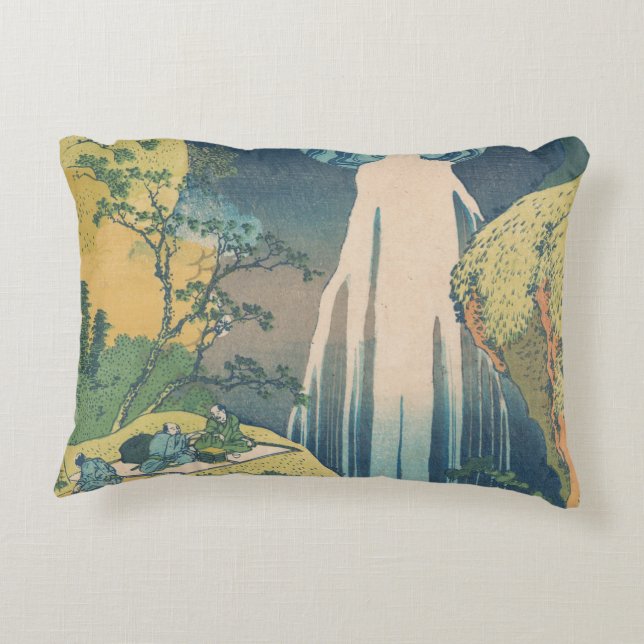 Hokusai Amida Falls Japan Vattenfall  Prydnadskudde (Baksidan)