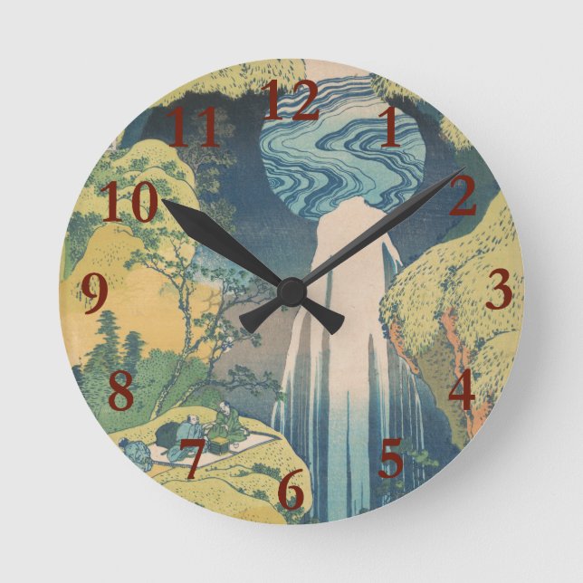 Hokusai Amida Falls Japan Vattenfall  Rund Klocka (Framsida)