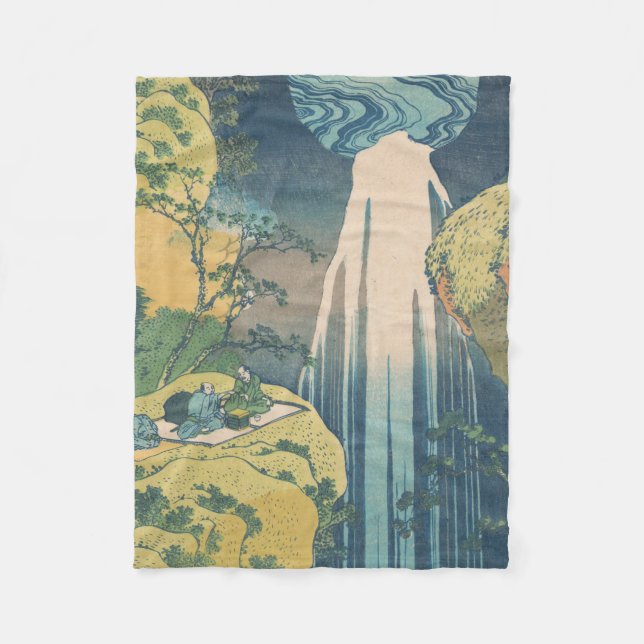 Hokusai Amida Falls Japan Waterfall Fleecefilt (Framsidan)