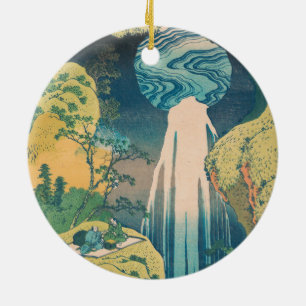 Hokusai Amida Falls Japan Waterfall Julgransprydnad Keramik