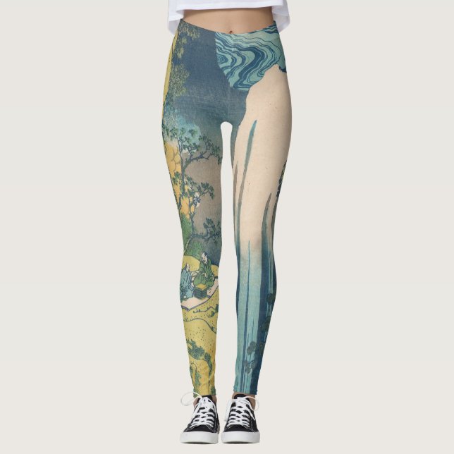 Hokusai Amida Falls Japan Waterfall Leggings (Framsida)