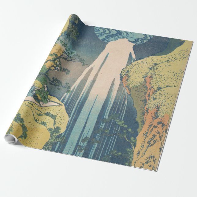 Hokusai Amida Falls Japan Waterfall Presentpapper (Utrullad)