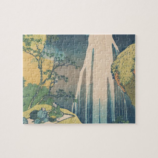 Hokusai Amida Falls Japan Waterfall Pussel (Horisontell)
