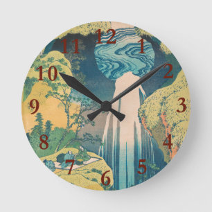 Hokusai Amida Falls Japan Waterfall Rund Klocka