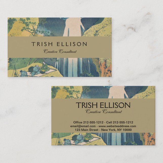 Hokusai Amida Falls Japan Waterfall Visitkort (Fram/baksida)