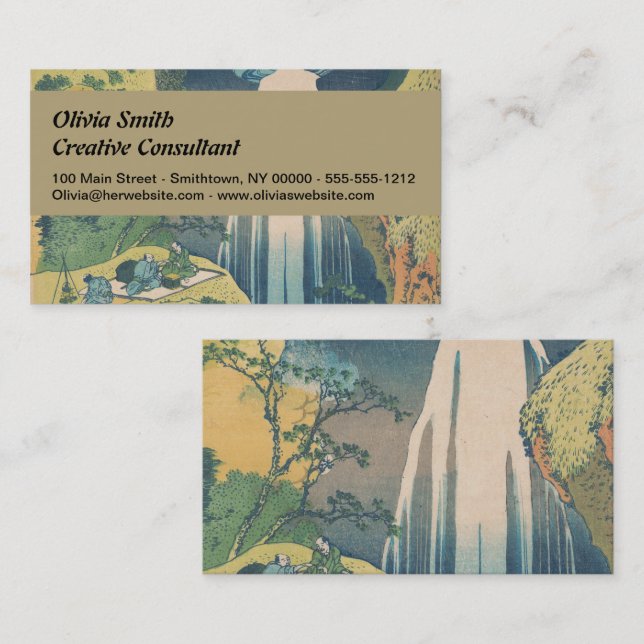 Hokusai Amida Falls Japan Waterfall Visitkort (Fram/baksida)