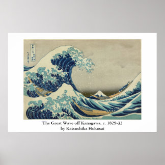 Hokusai är den Underbara vågen av Kanagawa Poster