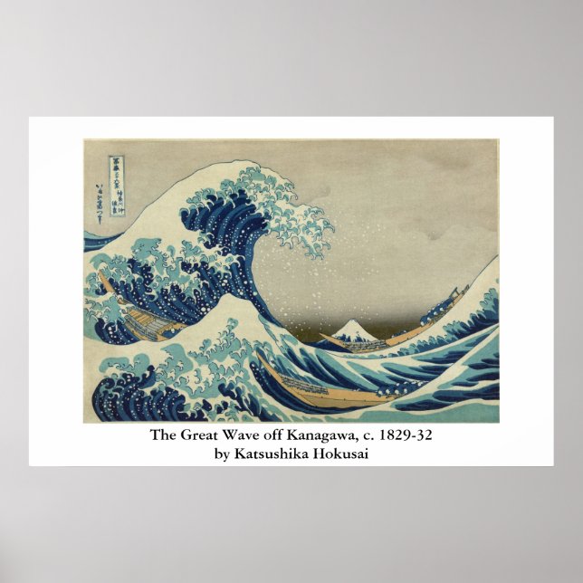 Hokusai är den Underbara vågen av Kanagawa Poster (Framsidan)