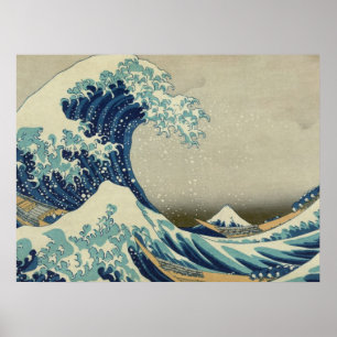 Hokusai är den Underbara vågen av Kanagawa Poster
