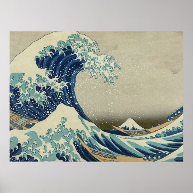 Hokusai är den Underbara vågen av Kanagawa Poster (Framsidan)