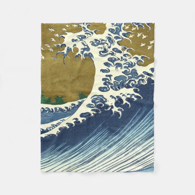 Hokusai Big Wave Japan Art Fleecefilt (Framsidan)