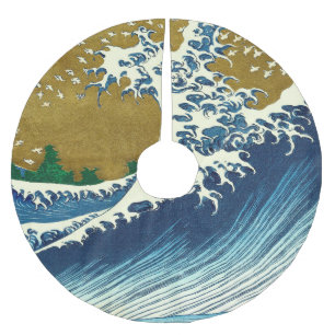 Hokusai Big Wave Japan Art Julgransmatta Borstad Polyester