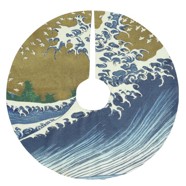 Hokusai Big Wave Japan Art Julgransmatta Borstad Polyester (Framsidan)