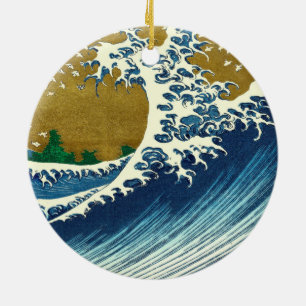 Hokusai Big Wave Japan Art Julgransprydnad Keramik