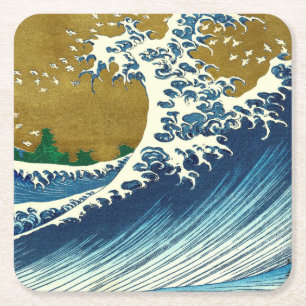 Hokusai Big Wave Japan Art Underlägg Papper Kvadrat