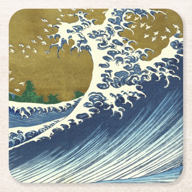 Hokusai Big Wave Japan Art Underlägg Papper Kvadrat (Framsidan)