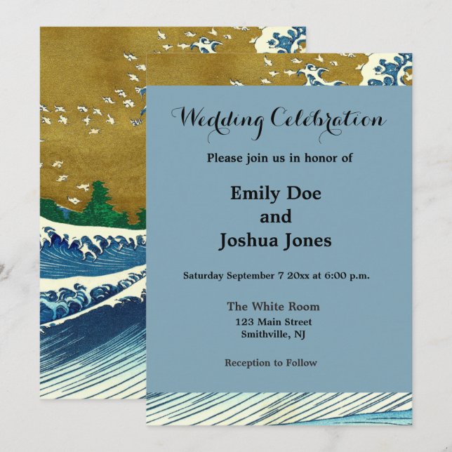 Hokusai Big Wave Japan-Vintagen Ocean Inbjudningar (Fram/baksida)