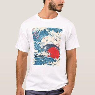 Hokusai Big Wave Retro Japansk Konst T Shirt