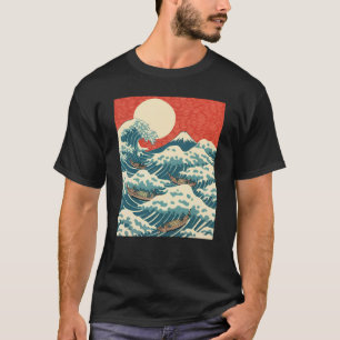 Hokusai Big Wave Retro Japansk Konst T Shirt