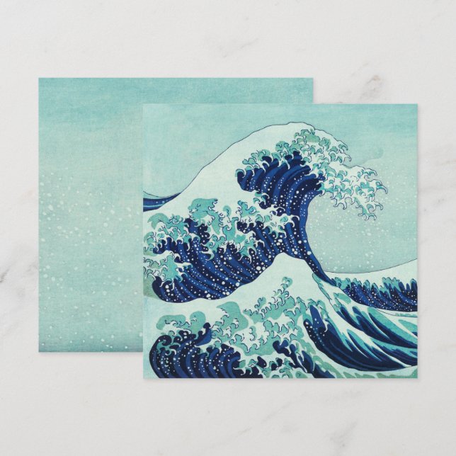 Hokusai Blue Vågar Anteckningskort (Fram/baksida)