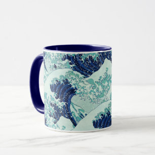 Hokusai Blue Vågar Mönster Mugg