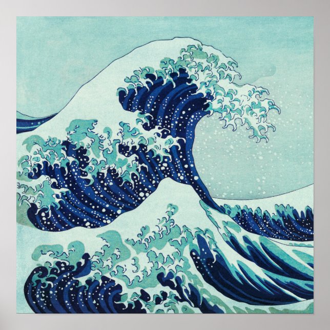 Hokusai Blue Vågar Poster (Framsidan)