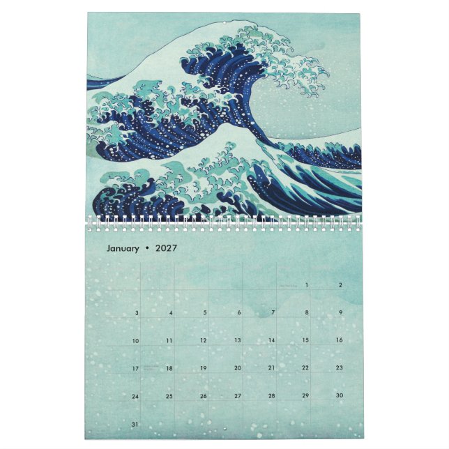 Hokusai Blue Vågar sommar Kalender (Jan 2027)