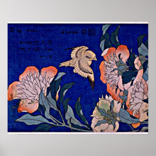 Hokusai: Canary och Peony Poster