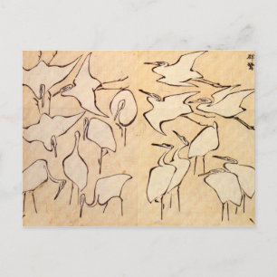 Hokusai Cranes Postcard Vykort