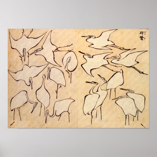 Hokusai Cranes Poster (Framsidan)