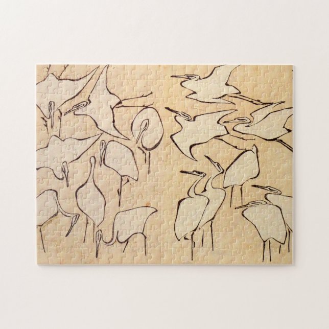 Hokusai Cranes Pussel (Horisontell)