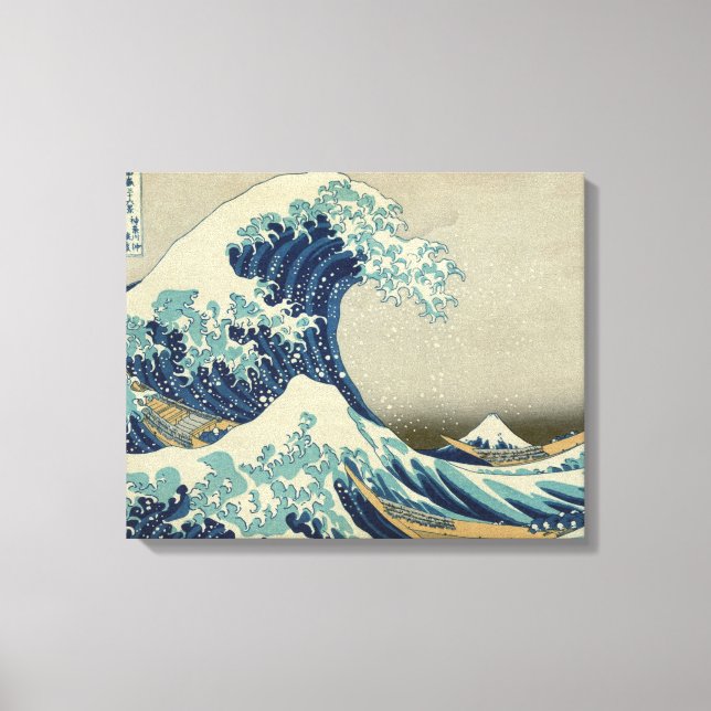 Hokusai - den Underbara vågen av Kanagawa Canvastryck (Framsida)