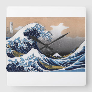 Hokusai , "Den Underbara vågen av Kanagawa" Fyrkantig Klocka