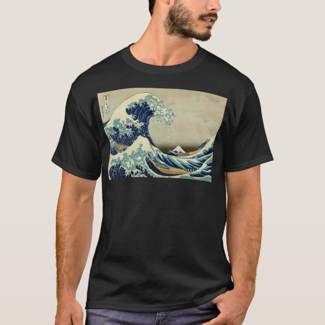 Hokusai, den Underbara vågen av Kanagawa, Japan, J T Shirt (Framsida)
