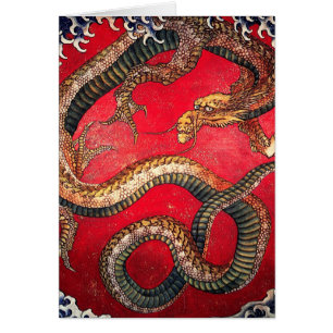 Hokusai Dragon Hälsningskort