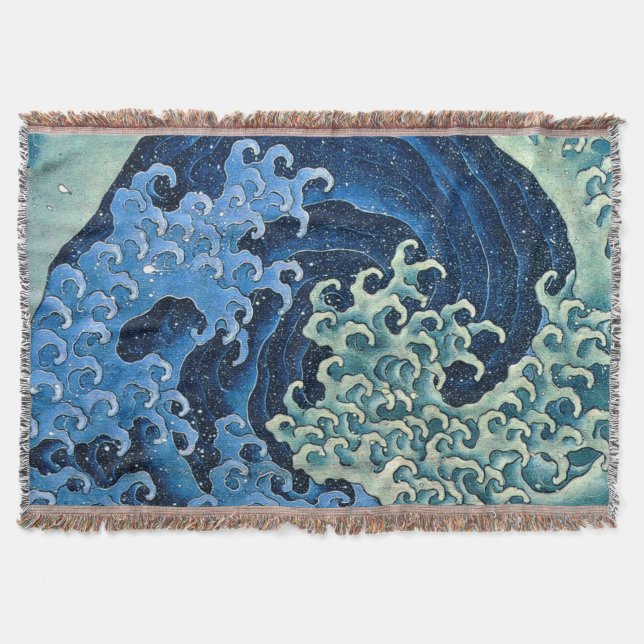 Hokusai Feminina Våg Vintage Ocean  Filt (Framsidan)